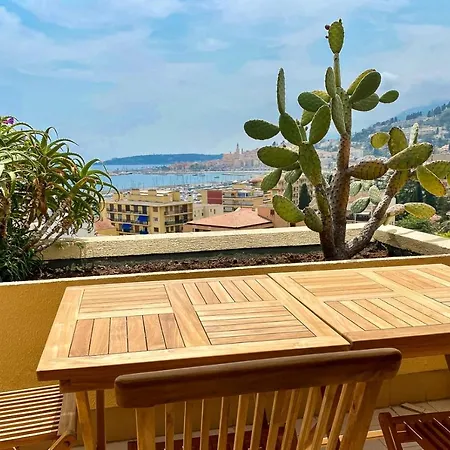 Mansfield Vue Carte Postale Terrasse Piscine 2 * Mentone